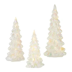 Raz Imports Raz Set of 3 White Iridescent Lighted Tree Glass Christmas Decoration 4222934 Discount