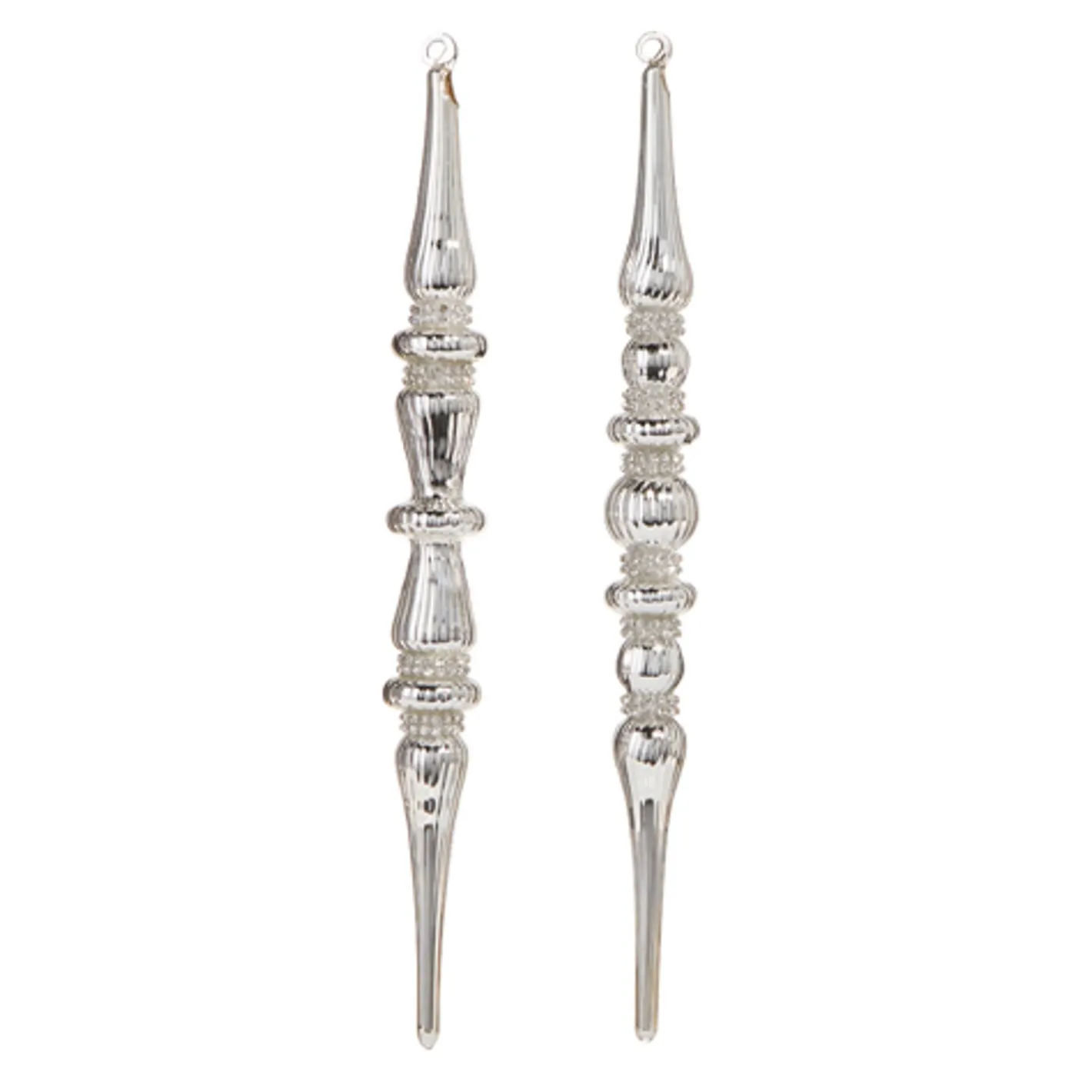 Raz Imports Raz 12"Silver Jeweled Finial Glass Christmas Ornament Set of 2 4324599 Hot