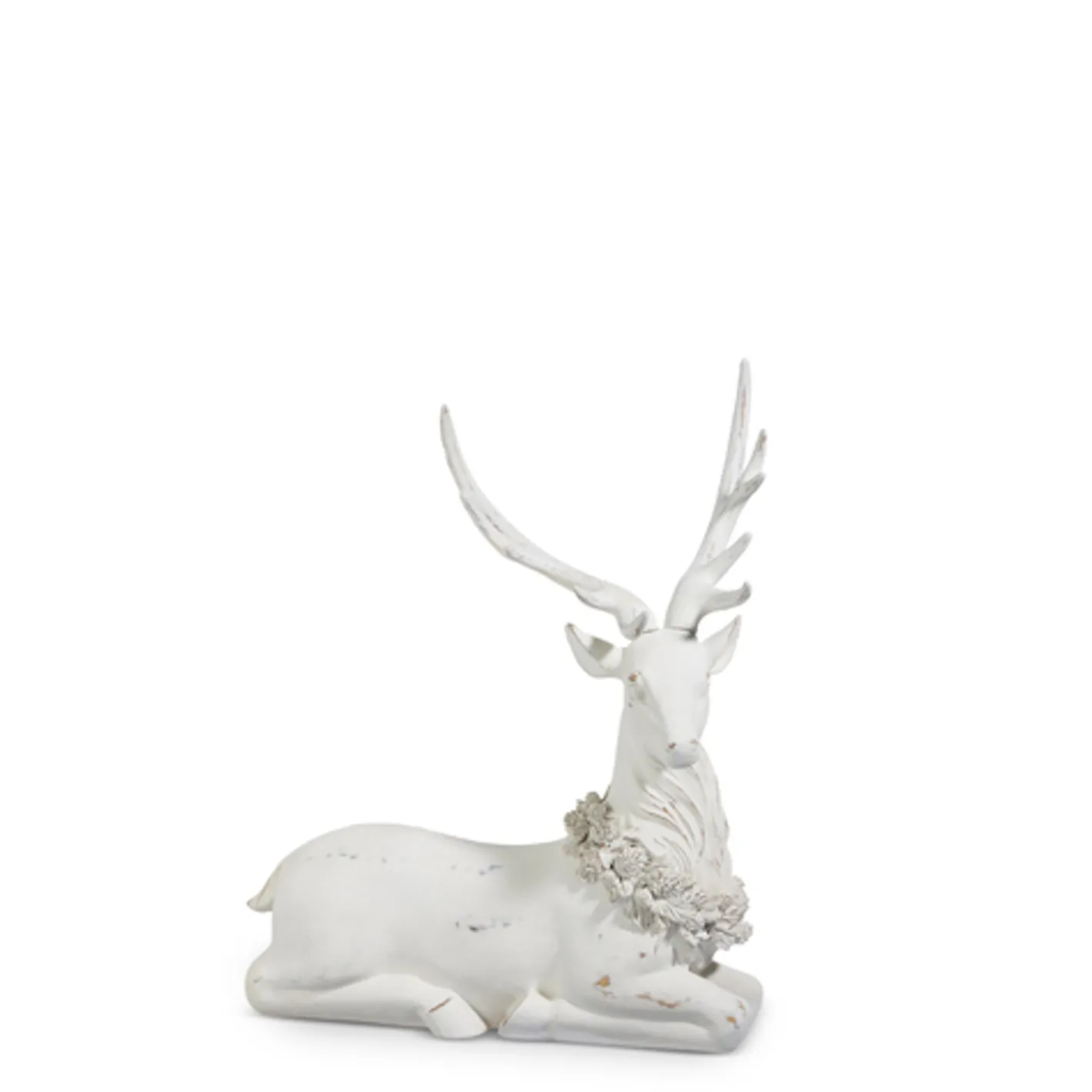 Raz Imports Raz Standing or Laying Large White Deer with Holly Wreath Christmas Decoration New