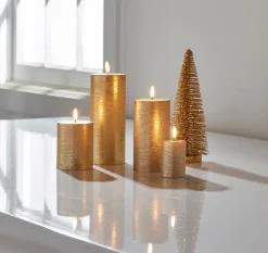 Raz Imports Raz Uyuni Rustic Gold Battery Operated Candle with Lighted Flickering Flame