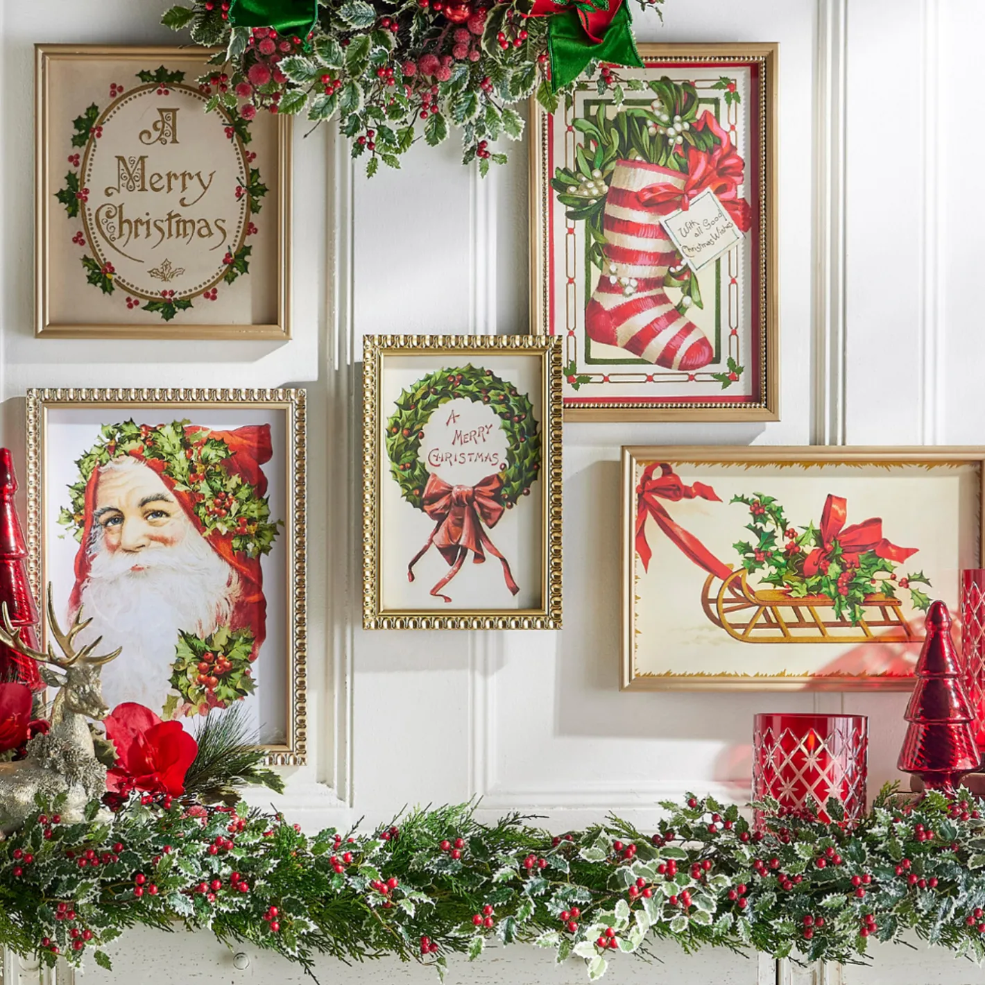 Raz Imports Raz Vintage Santa and Christmas Framed Prints Wall Decoration Online