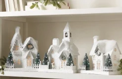 Raz Imports Raz White Flocked LED Lighted Battery Operated Christmas House