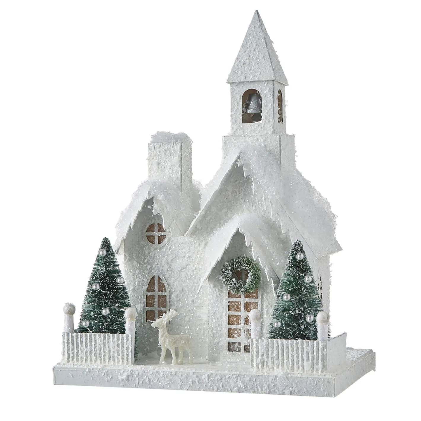 Raz Imports Raz White Flocked LED Lighted Battery Operated Christmas House