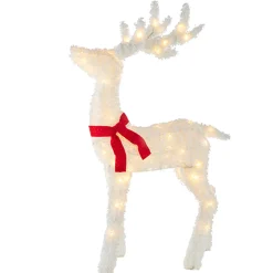 Raz Imports Raz White Flocked Tinsel Lighted Deer Indoor Outdoor Christmas Decoration Clearance