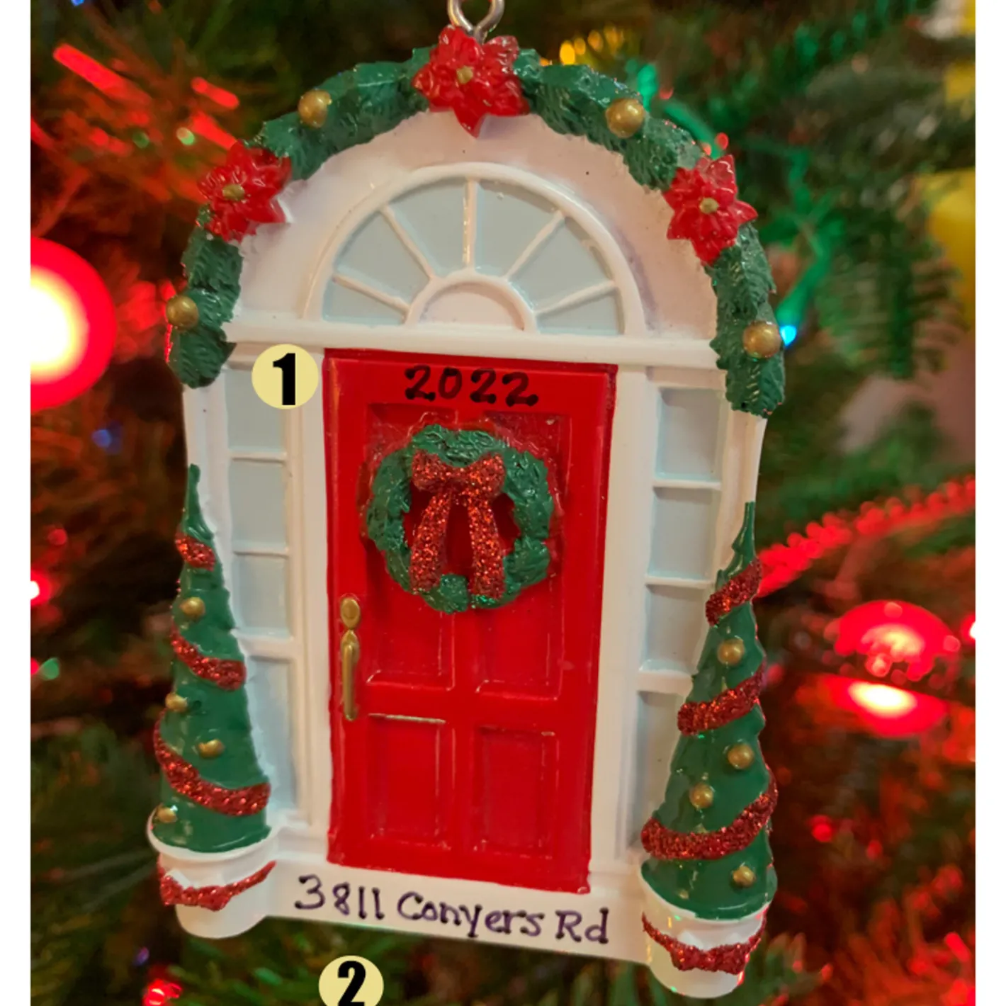 Polar X Red Door with Wreath Personalized Christmas Ornament OR2297 Discount