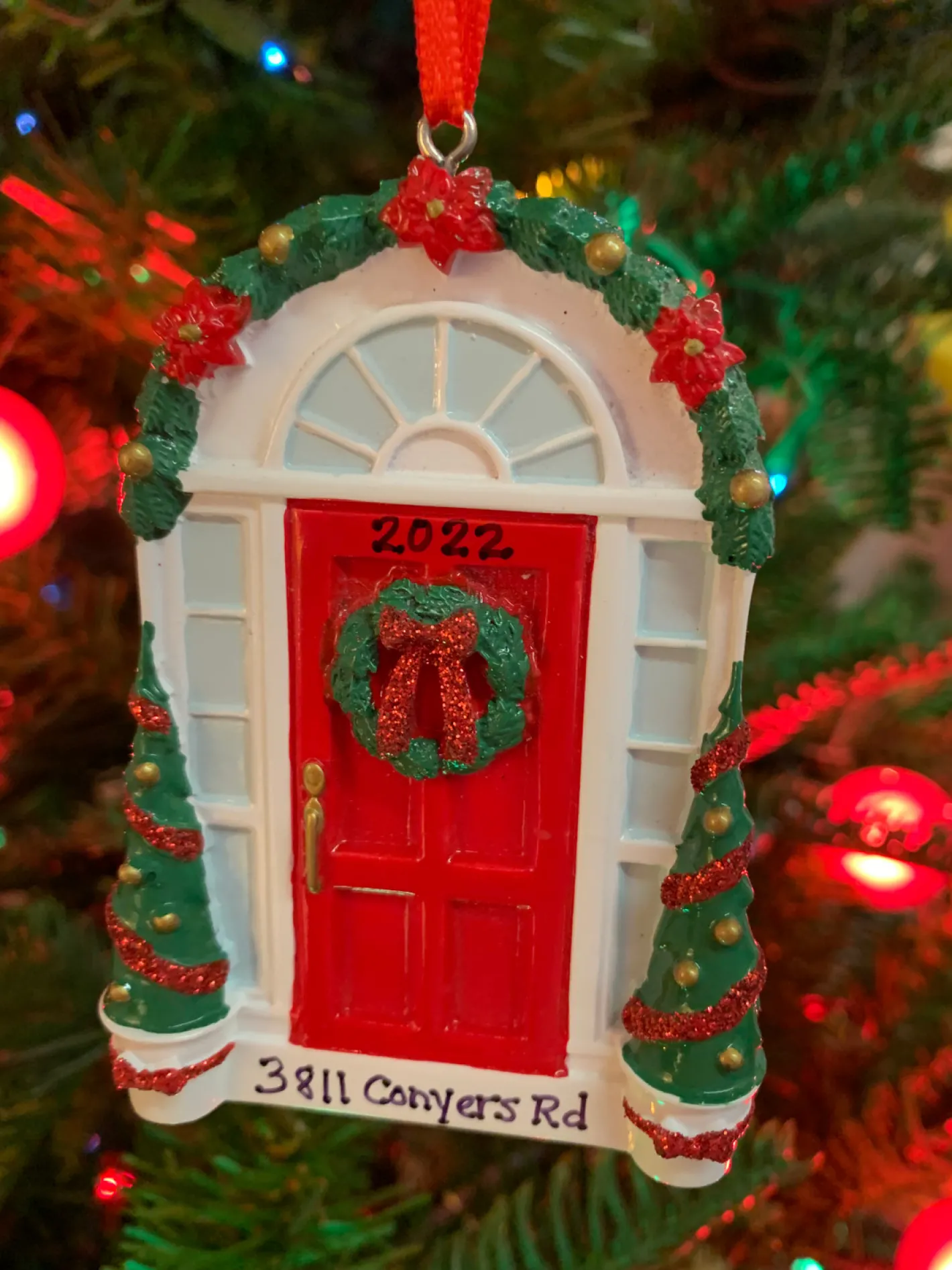Polar X Red Door with Wreath Personalized Christmas Ornament OR2297 Discount