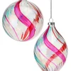 Regency International Regency 4.5" Clear Glass with Colorful Swirl Retro Glass Finial Christmas Ornament MTX73596