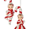Regency International Regency 5" Set of 2 Porcelain Candy Cane Kids Christmas Ornament MTX74306 Online