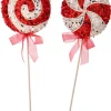 Regency International Regency 21.5" Set of 2 Red, Silver, and White Lollipop Christmas Tree Pick MTX73546