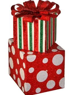 Regency International Regency 12.5" Sparkle Striped and Dotted Gift Box Stack Figure MTX67563 Outlet