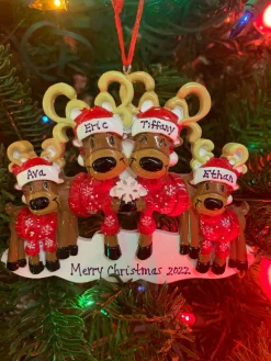 Polar X Reindeer Family of 4 Personalized Christmas Ornament OR2256-4