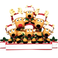 Polar X Reindeer Family of 6 Personalized Christmas Ornament New