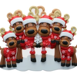 Polar X Reindeer Family of 6 Personalized Christmas Ornament OR2256-6