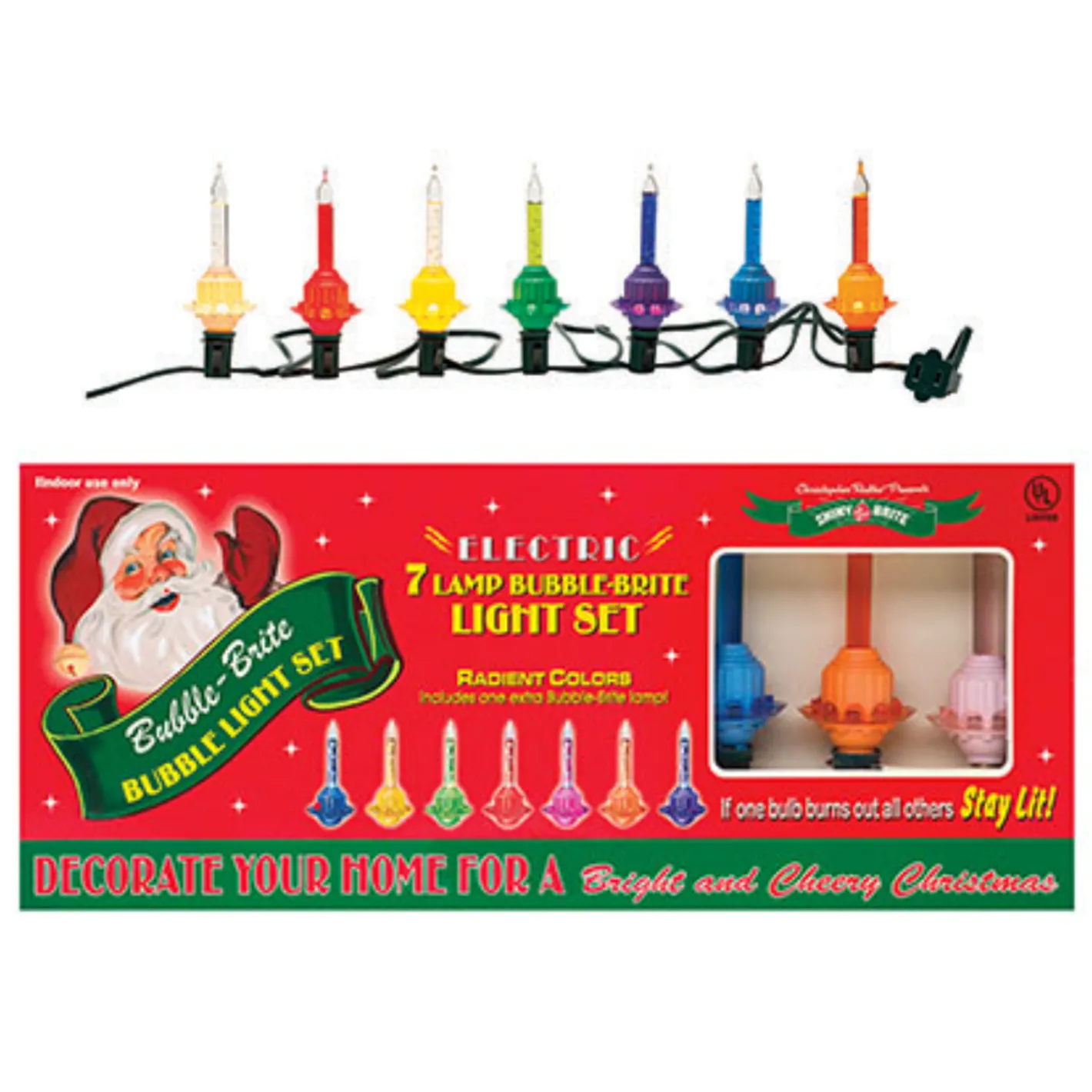 Shiny Brite Christmas Bubble Light Strand 7 LT 4027851 Online