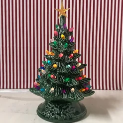 Handmade Ceramics Small Lighted Green Ceramic Christmas Tree 12" Online