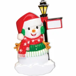 Polar X Snowman Standing By A Light Post Personalized Christmas Ornament Outlet