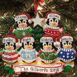 Polar X Ugly Sweater Penguin Family of 6 Personalized Christmas Ornament Discount