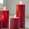 Liown Uyuni 3" x 5" or 7" or 9" Flat Top Moving Flame Red Unscented Pillar Battery Candle Outlet
