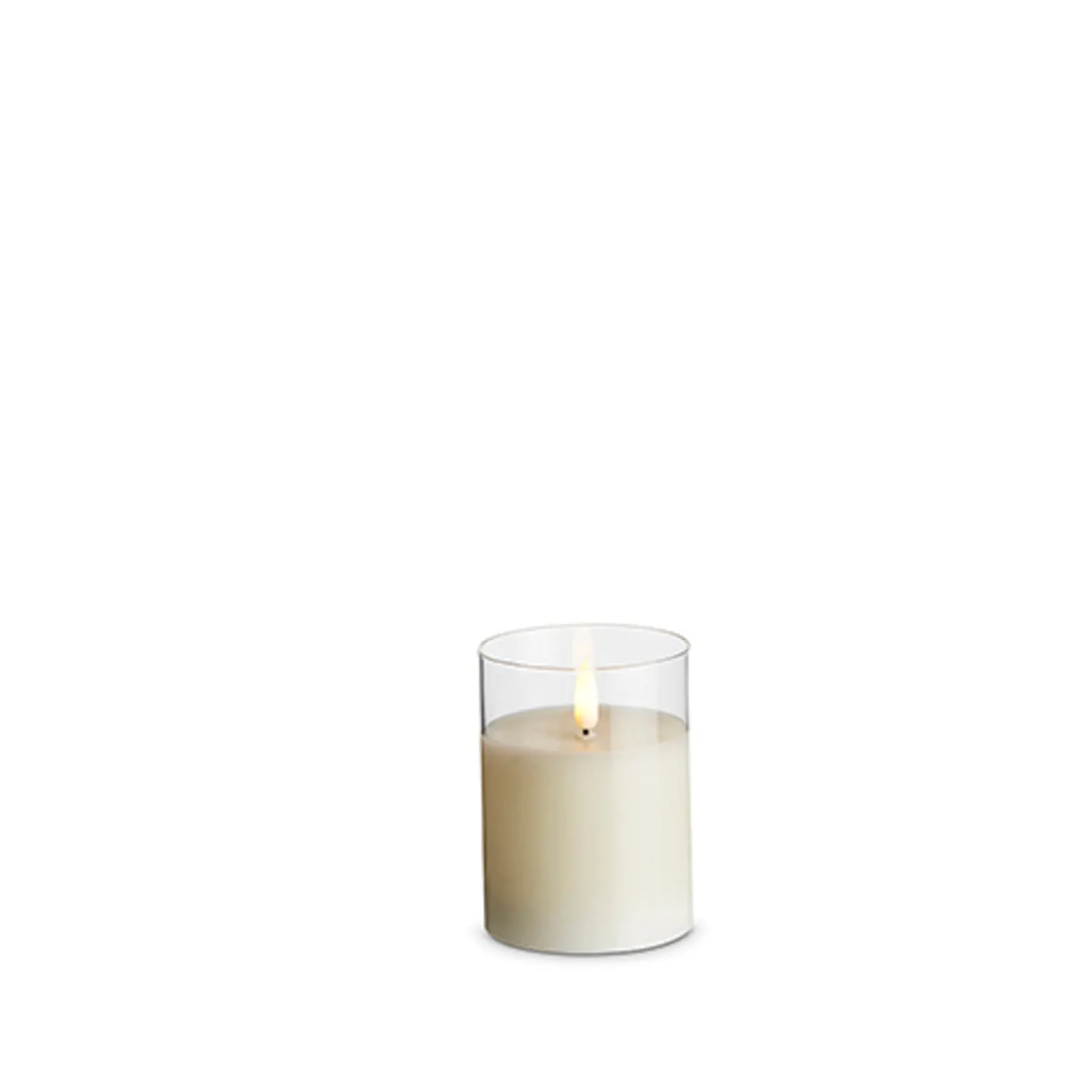 Raz Imports Uyuni Moving Flame Clear Glass Ivory Pillar Battery Candle New