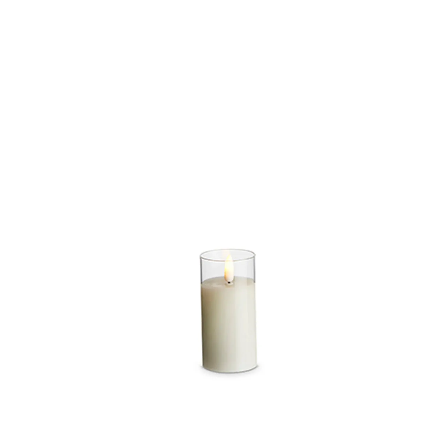 Raz Imports Uyuni Moving Flame Clear Glass Ivory Pillar Battery Candle New