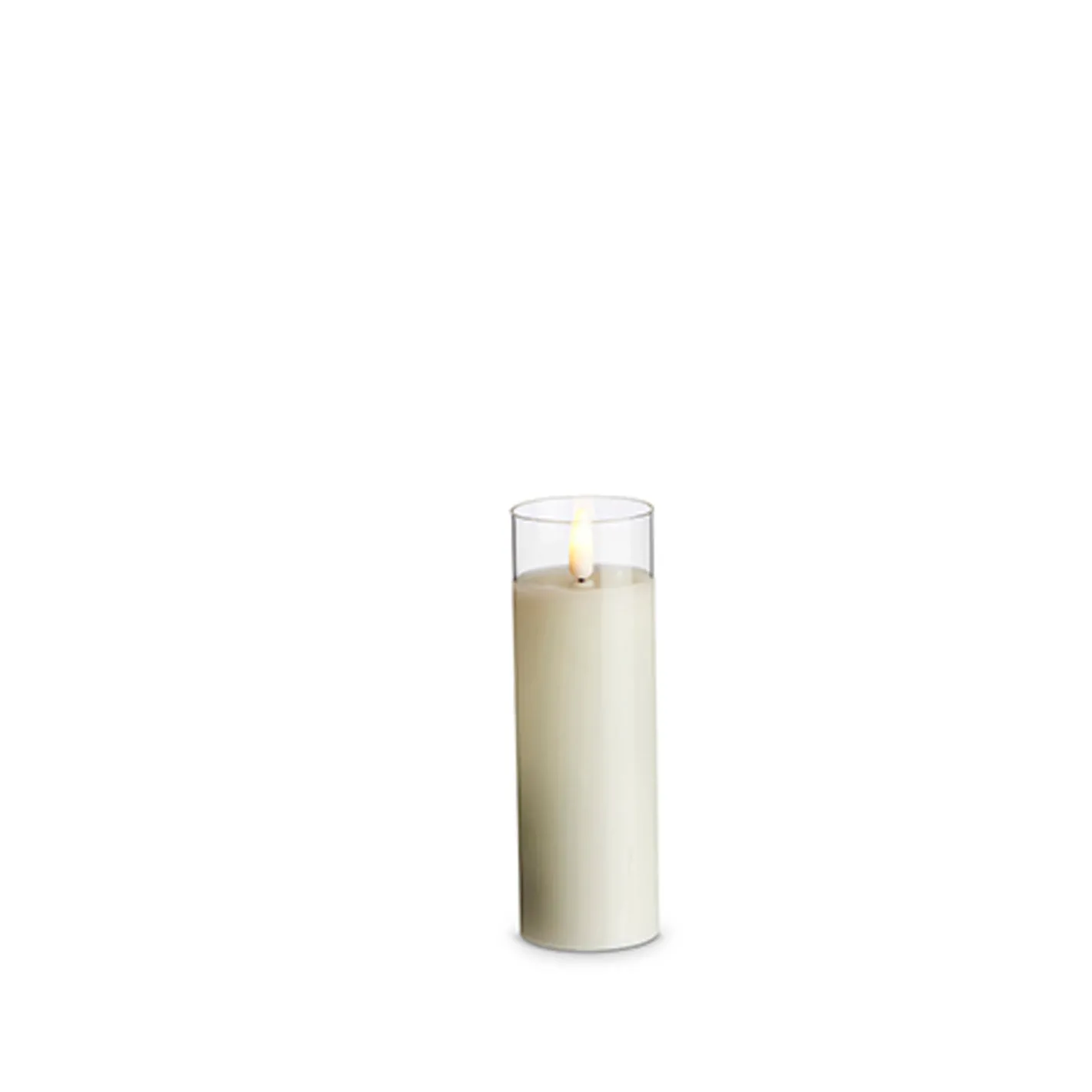 Raz Imports Uyuni Moving Flame Clear Glass Ivory Pillar Battery Candle New