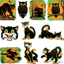 Beistle Vintage Fluorescent Cutout Halloween Paper Decorations Set of 10 00391 Clearance