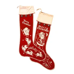 Primitives By Kathy Vintage Inspired Large Felt Christmas Stockings set of 2 2269