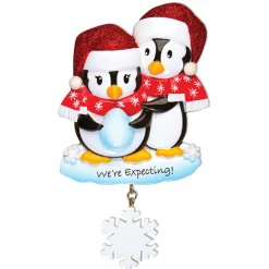 Polar X We're Expecting Penguin Couples Personalized Christmas Ornament