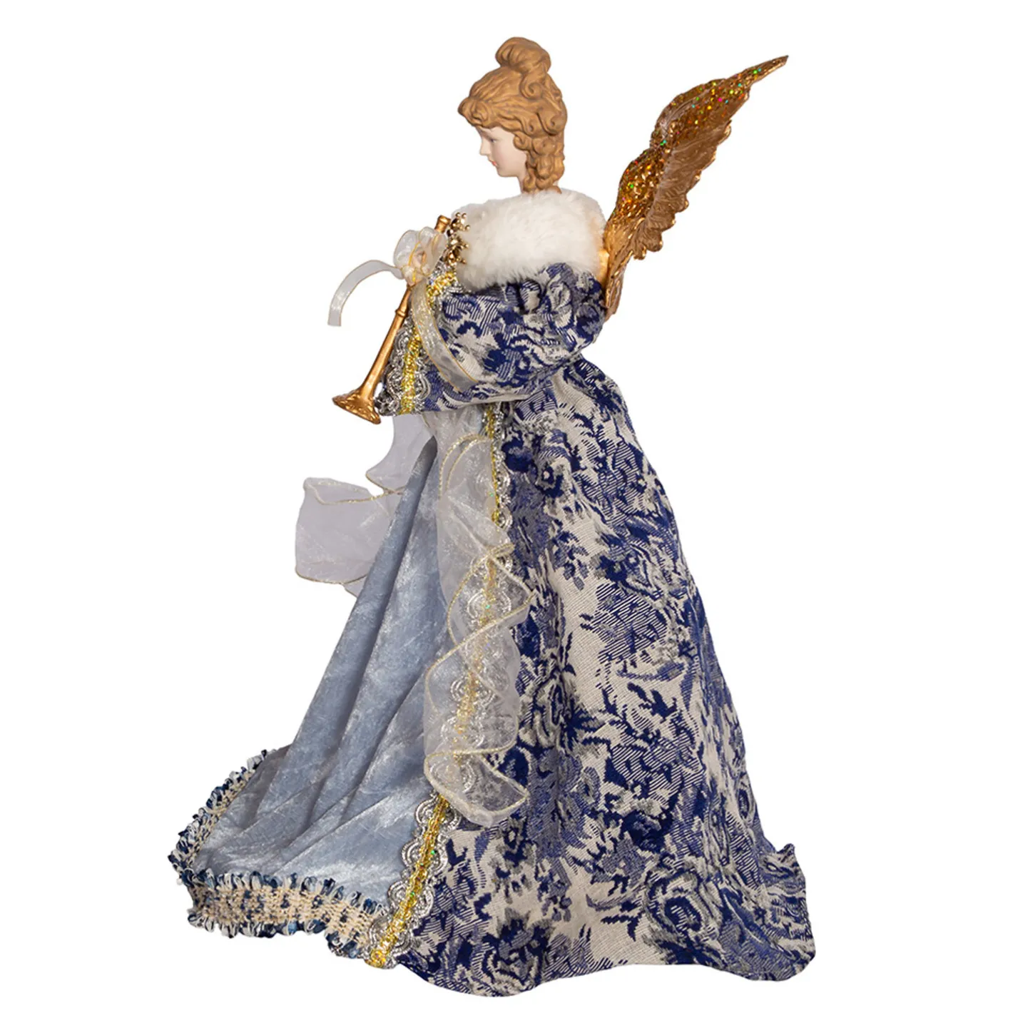 Kurt Adler 17" Indigo Blue Delft Angel Christmas Tree Topper J6099 New