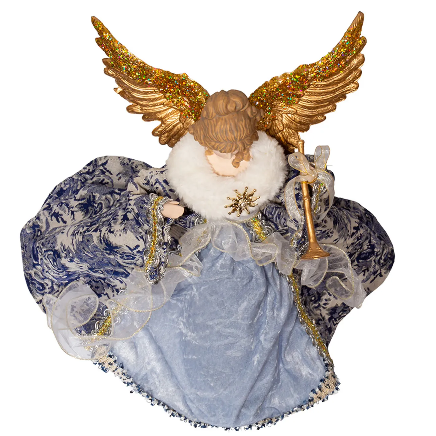Kurt Adler 17" Indigo Blue Delft Angel Christmas Tree Topper J6099 New