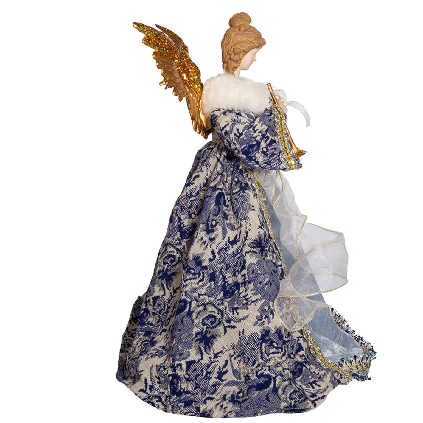 Kurt Adler 17" Indigo Blue Delft Angel Christmas Tree Topper J6099 New
