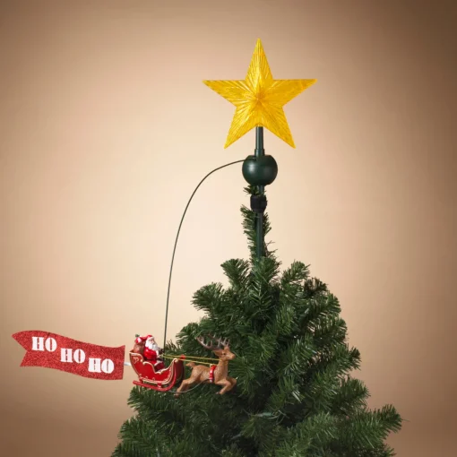 Gerson 20" JOY or Ho Ho Ho Electric Lighted Animated Santa Flying Around Tree Christmas Tree Topper 2604030 Discount