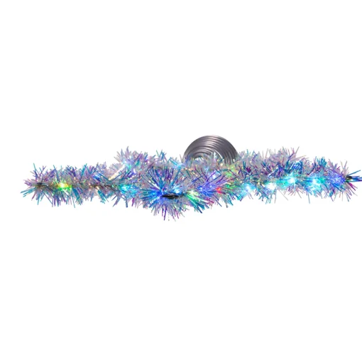Kurt Adler 12.2" LED Lighted Silver Tinsel Star Christmas Tree Topper AD1022RGB Clearance