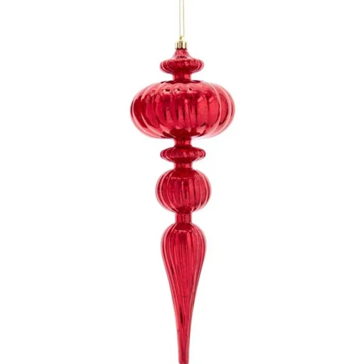 Kurt Adler 12" Red Distressed Finish Plastic Finial Christmas Ornament D3810 Sale