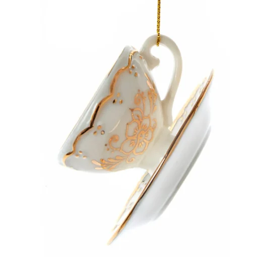 Kurt Adler 3" White and Gold Teacup Porcelain Christmas Ornament J7487 Discount