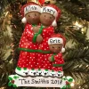 Polar X African American Pajama Family of 3 Personalized Christmas Ornament Sale