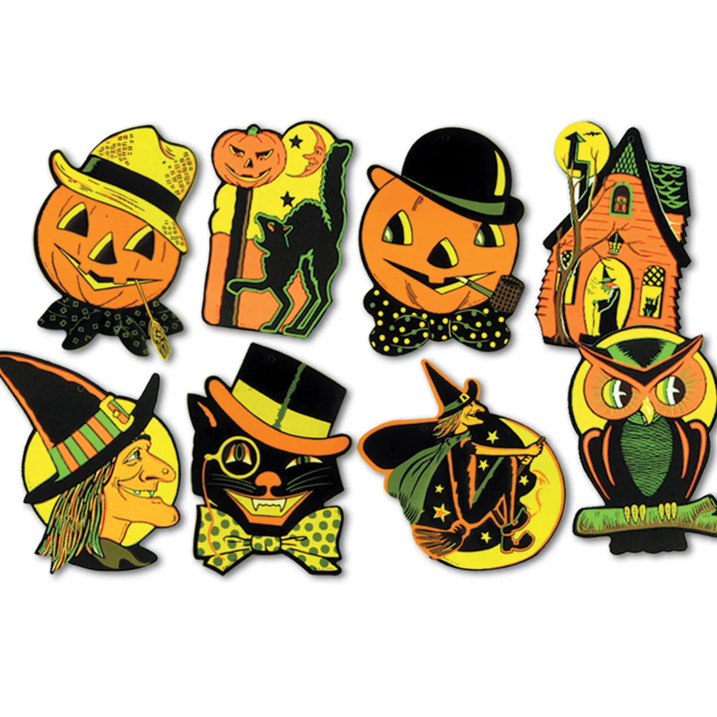 Beistle 8.5"-9.25" Set of 8 Vintage Halloween Cutouts 01009 Online