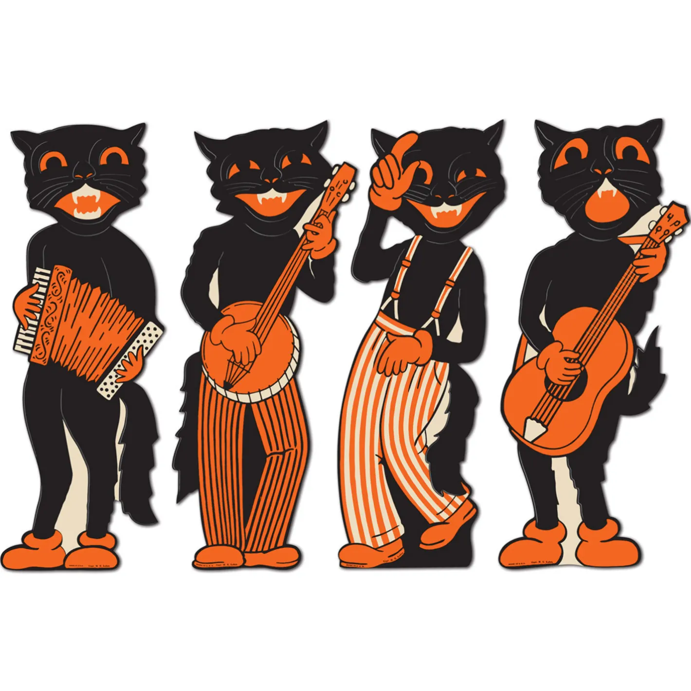 Beistle Vintage 17" Halloween Scat Cat Band Cutouts Decoration 01180 Online