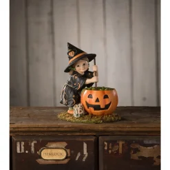 Bethany Lowe 5.75" Pumpkin Brewing Piper Halloween Witch Figure TD3136 Clearance
