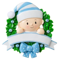 Polar X Blue Baby Boy in Wreath Personalized Christmas Ornament OR1746-B Outlet