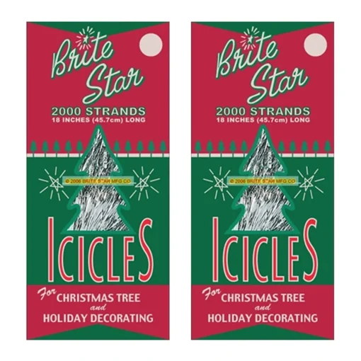 Brite Star Set of 2 18" 2000 Strand Silver Icicle Christmas Tree Tinsel