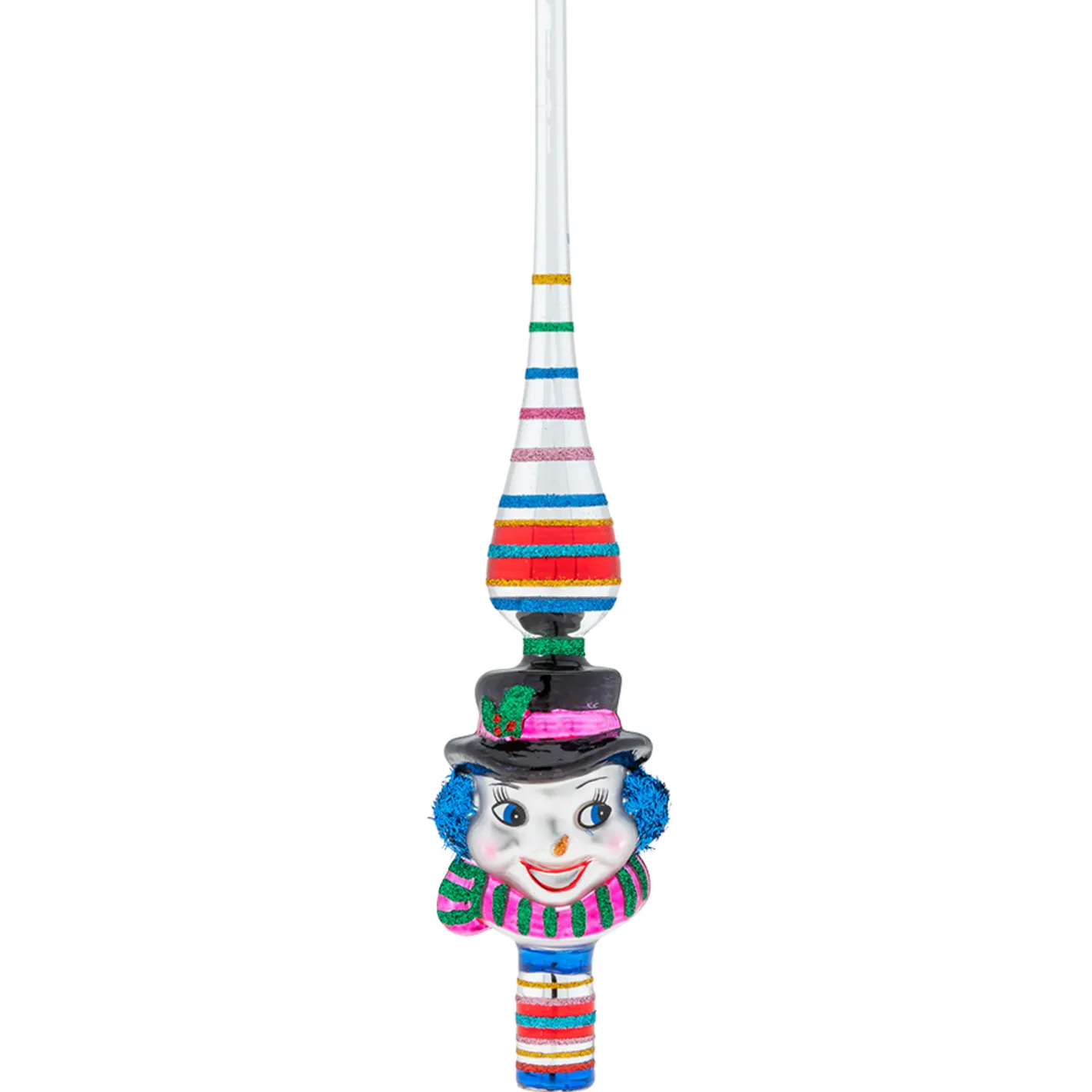 Shiny Brite Christopher Radko Confetti 11.5" Glass Snowman Finial Christmas Tree Topper 4028020