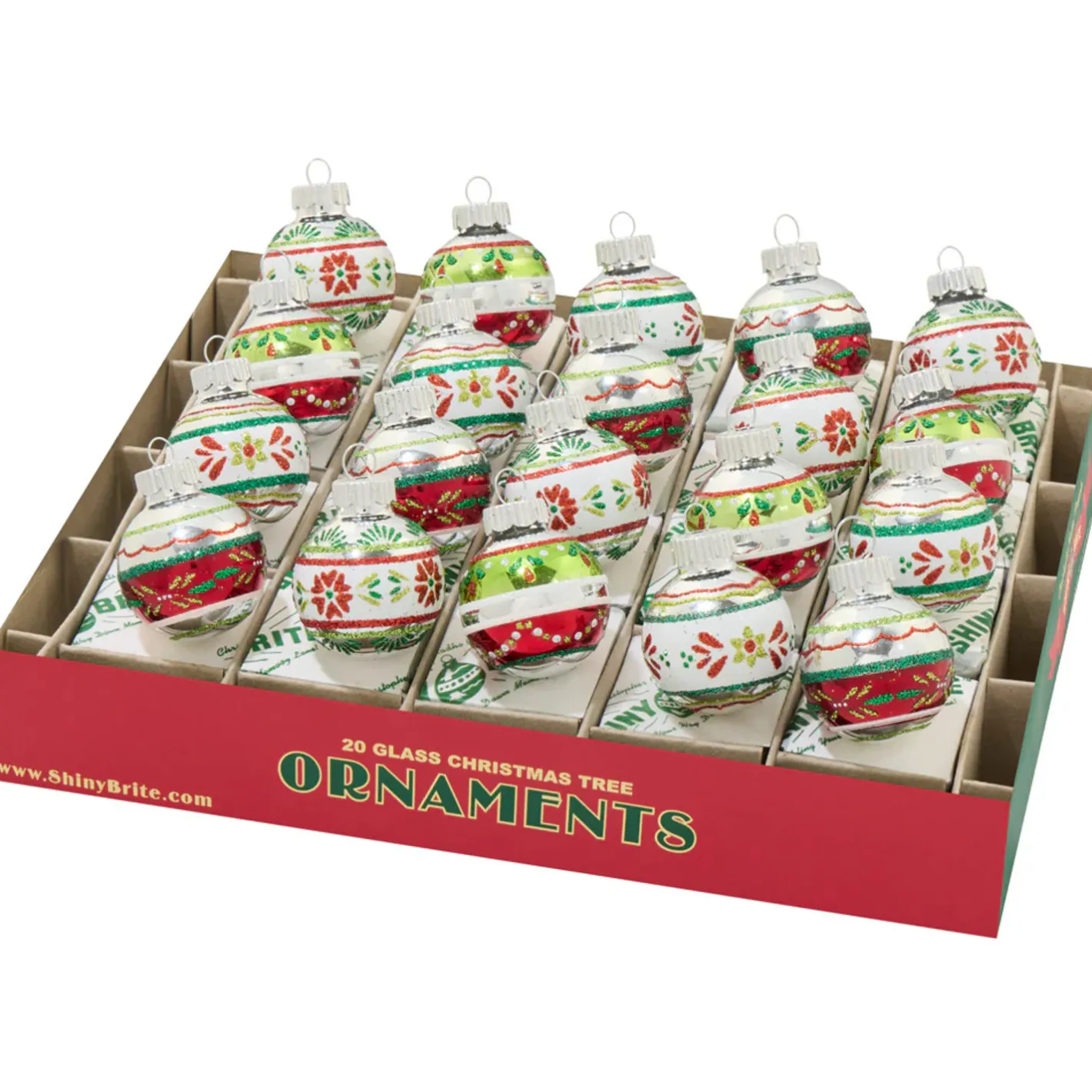 Shiny Brite Christopher Radko Holiday Splendor 20 Count 1.25" Decorated Rounds Glass Christmas Ornament Set 4028259