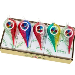 Shiny Brite Christopher Radko Vivid Vintage 5 Count 5" Reflector Tulips Glass Christmas Ornament Set 4028282 Clearance