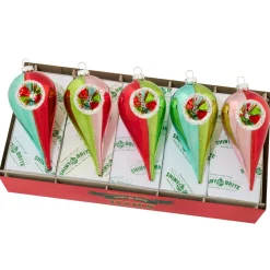 Shiny Brite Christopher Radko Festive Fete 5 Count 5" Reflector Tulips Glass Christmas Ornament Set 4028276 Hot