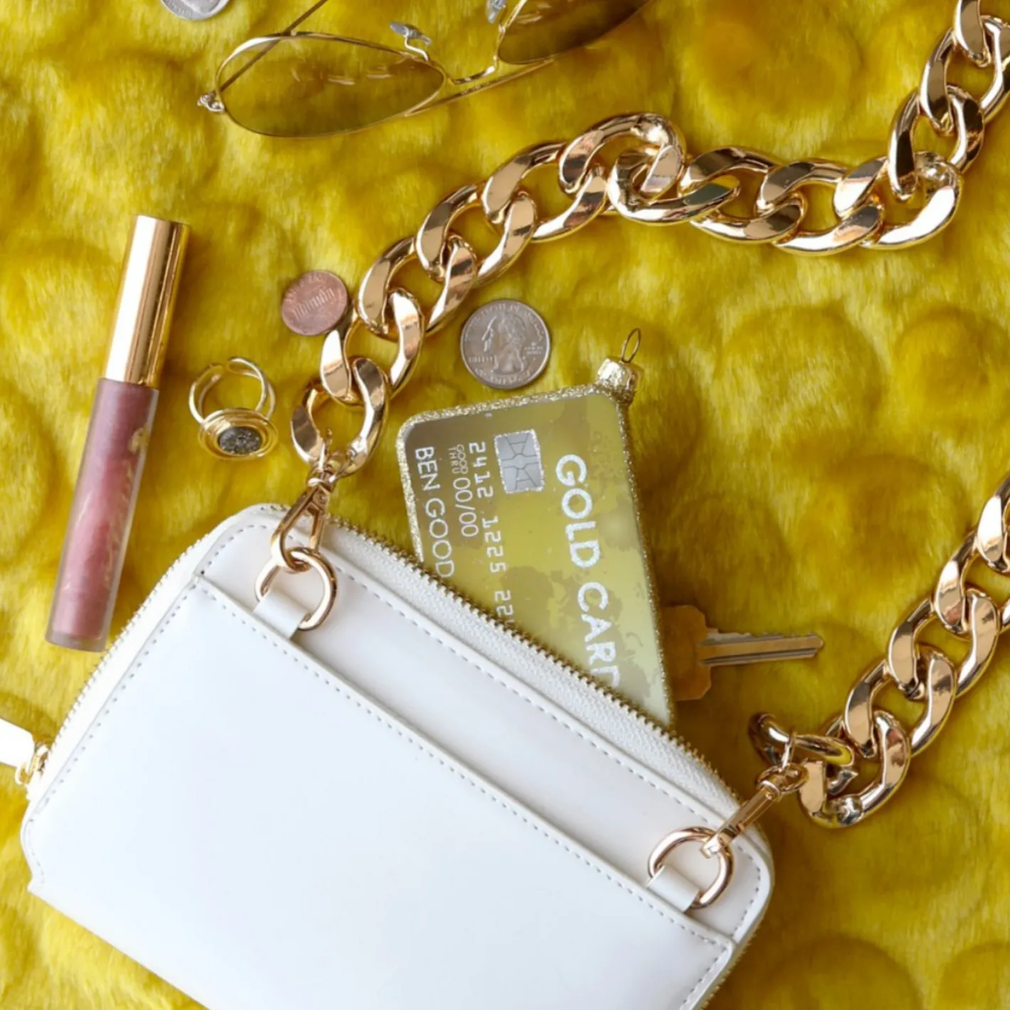 Cody Foster Co Cody Foster 3.75" Gold Card Glass Christmas Ornament GO-9921 New