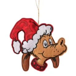 Department 56 Jim Shore Dr. Seuss Grinch Felt Max in Santa Hat Felt Ornament 6014115 Online