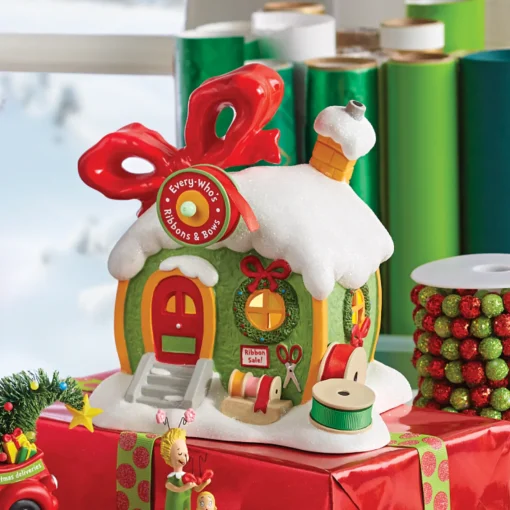 Department 56 The Grinch Village Every Who's Ribbon & Bows Building 6009728 Clearance