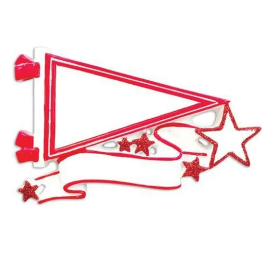 Polar X Glittered Red Sports Pennant Personalized Christmas Ornament OR1558-RD New
