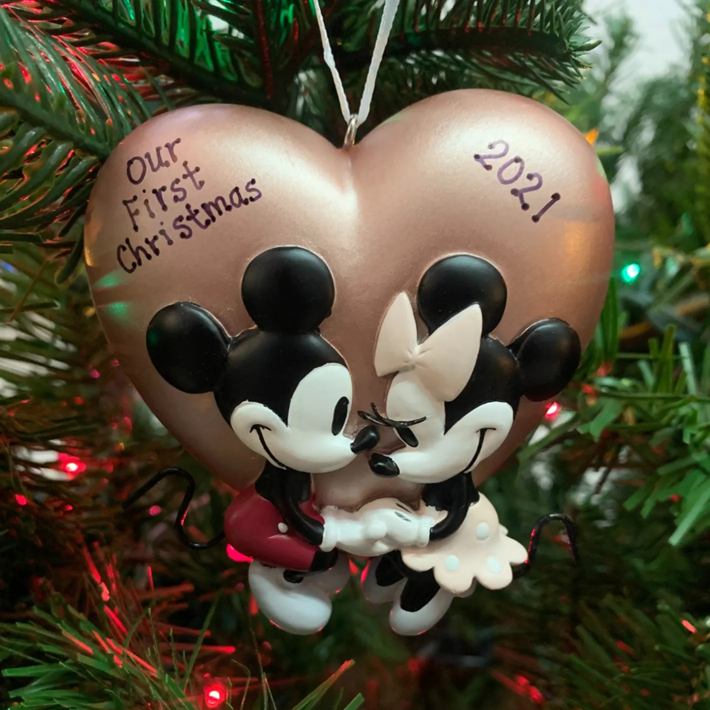 Hallmark 3" Mickey and Minnie Love Personalized Christmas Ornament 3HCM1002 Sale